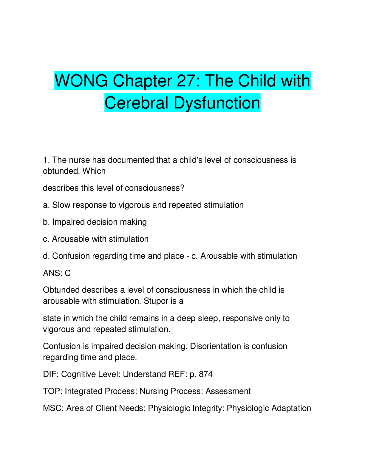 Preview image for WONG Chapter 27: The Child with  Cerebral Dysfunction